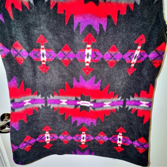 Vintage Chaps Sport Colorful Geometric Native Aztec Design Fleece Vest - Picture 8 of 8
